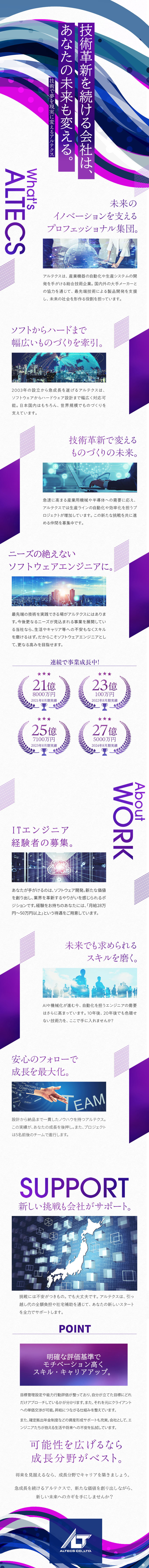 【ソフト開発経験者募集】若手～ベテラン経験者活躍中／今持っているスキル・経験を活かせる企業／一都三県を中心にあなたに合うプロジェクトにアテンド／株式会社アルテクス