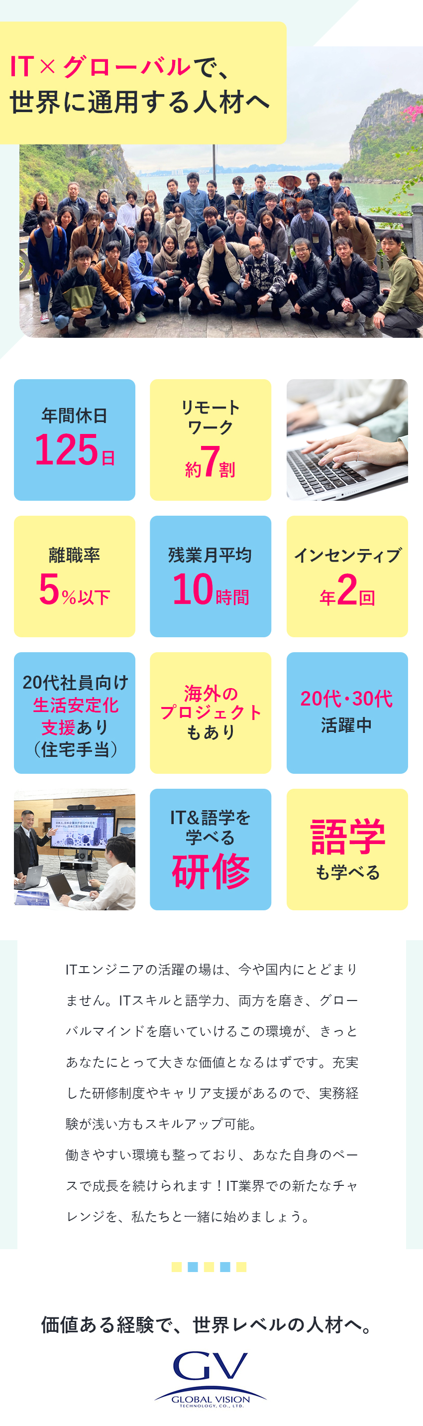 月給30万円～★“かじった程度”でもしっかり評価◎／ITスキルから語学までじっくり学べる充実の研修有！／国内・海外で必要とされるグローバル人材を目指せる！／株式会社グローバルビジョンテクノロジー
