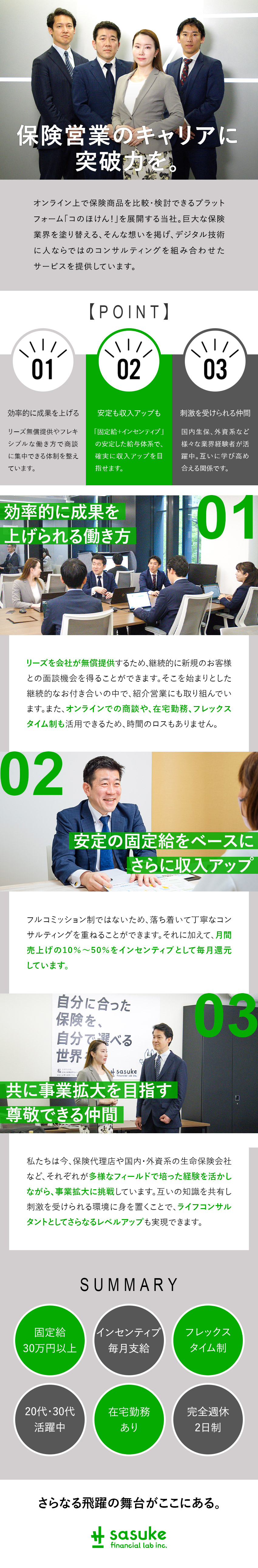 【成長企業】デジタル保険代理店「コのほけん！」運営／【安定＋α】リーズ無償提供／固定給＋インセンティブ／【働き方】オンライン商談・在宅勤務あり／フレックス／Ｓａｓｕｋｅ　Ｆｉｎａｎｃｉａｌ　Ｌａｂ株式会社