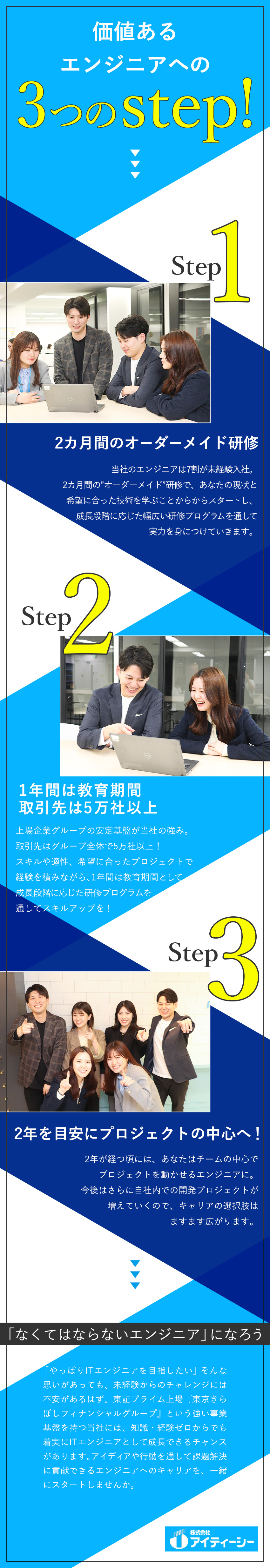 【抜群の安定性】東証プライム上場グループ企業／【未経験歓迎 】入社時期不問で12カ月の長期研修／【多彩な資格取得サポート】資格再挑戦制度・資格手当／株式会社アイティーシー(東京きらぼしフィナンシャルグループ)