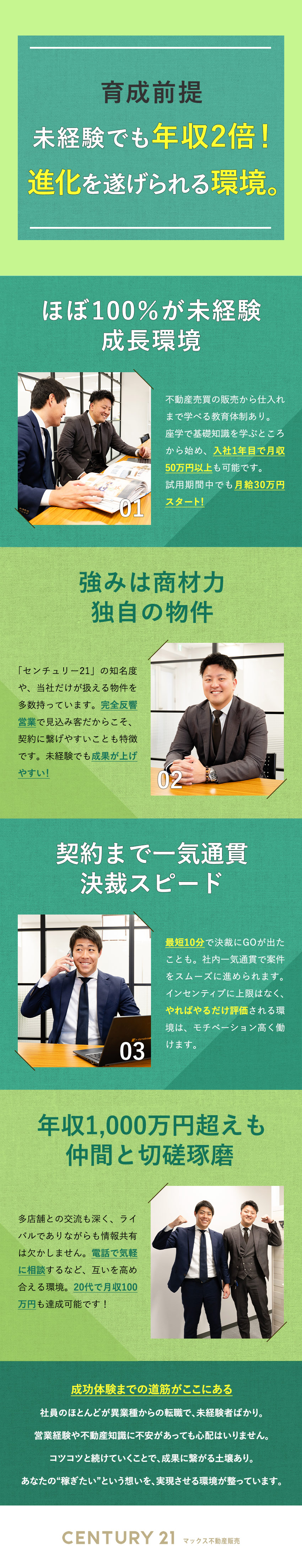 【未経験歓迎】入社6カ月は月給30万円～保証！／【高収入が叶う】インセンティブ上限無／生活水準UP／【働きやすさ】完全週休2日制／残業月平均10時間／株式会社マックス不動産販売【センチュリー21】