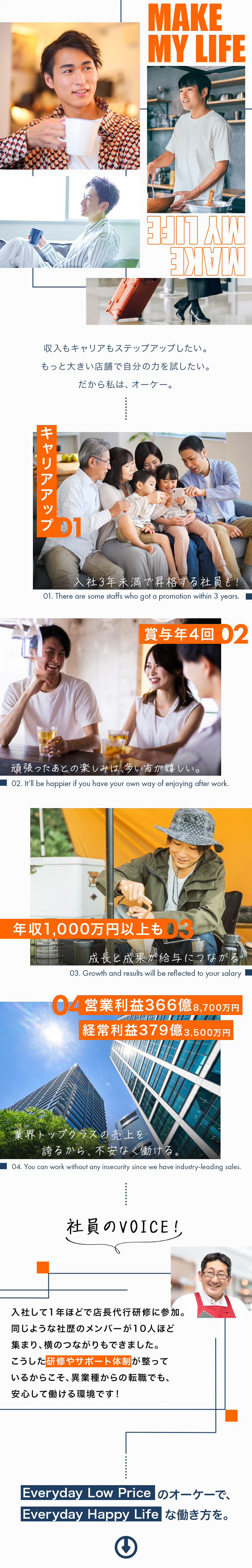 キャリア│昇格者の67％が入社3年未満の社員！／年収UP│賞与年4回＆年収1,000万円以上も／メリハリ勤務│基本固定シフト！プライベート充実／オーケー株式会社