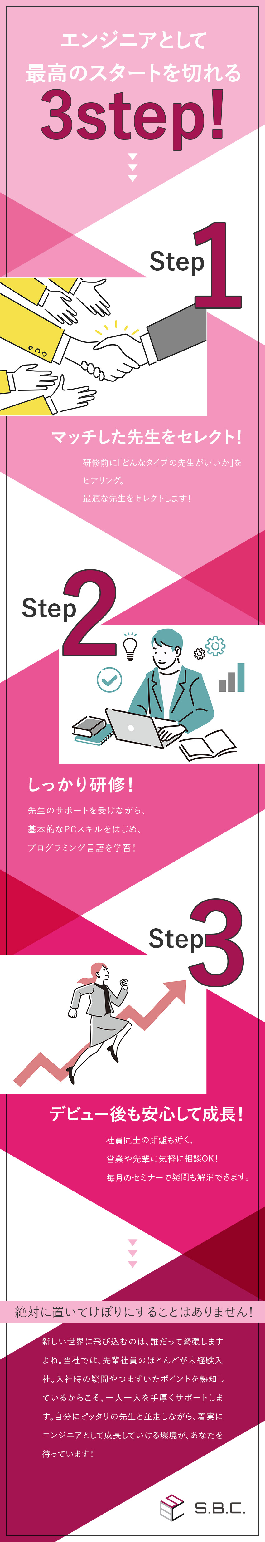 【未経験者大歓迎】個性と長所を伸ばす社風！／【成長も実現】研修制度＆毎月のセミナーで知識を吸収／【働きやすさ】福利厚生充実／定着率90％／株式会社Ｓ．Ｂ．Ｃ．