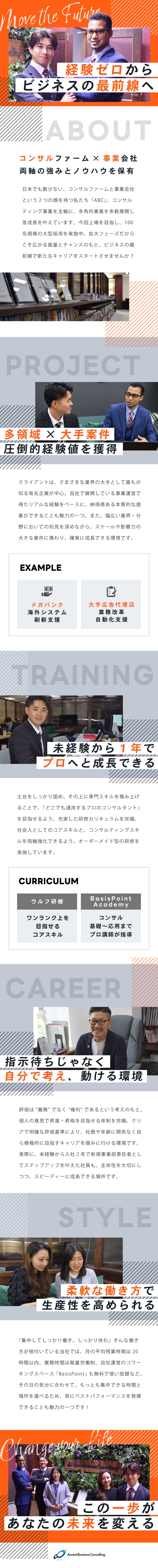 【成長性】事業展開・運営のリアルな経験が積める／【スケール大】大手企業との取引多数／幅広い業界対応／【待遇面】月給45万円～／裁量労働制／年休120日／Ａｓｃｅｎｔ　Ｂｕｓｉｎｅｓｓ　Ｃｏｎｓｕｌｔｉｎｇ株式会社