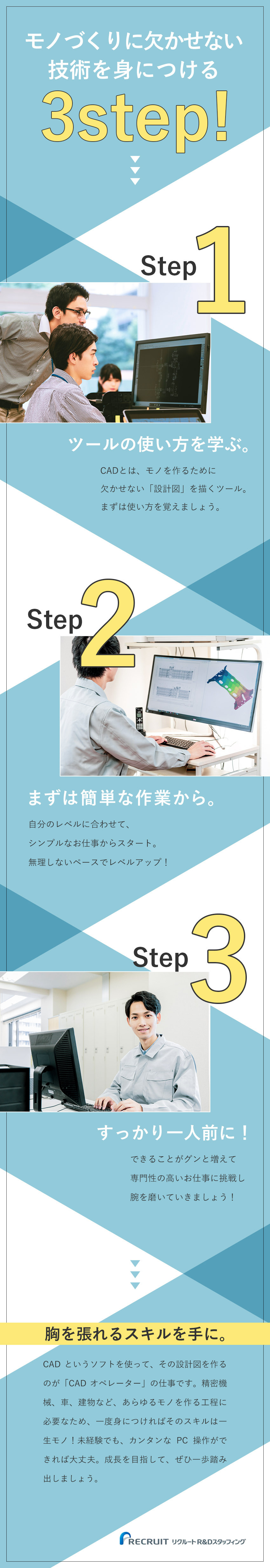 ★需要がある専門スキル「CAD」をマスター！／★未経験歓迎！異業種からの転職で活躍中の先輩多数！／★月残業12h程度＆年休120日でプライベート充実／株式会社リクルートＲ＆Ｄスタッフィング(リクルートグループ)
