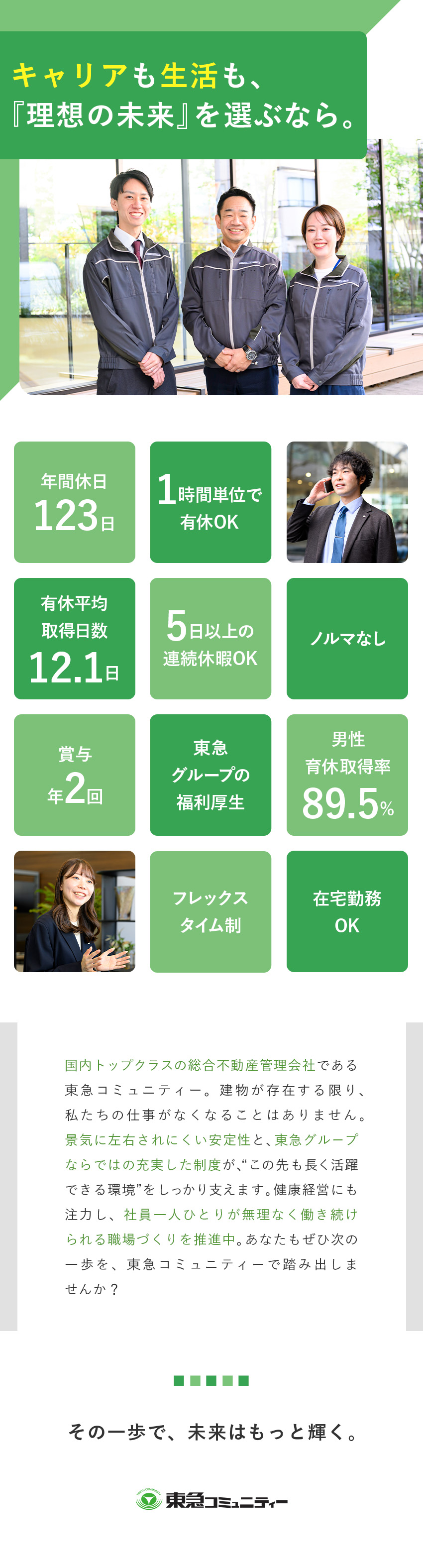 東急グループ★国内トップクラスの総合不動産管理会社／働きやすい環境★フレックスやモバイル勤務制度あり／福利厚生充実★各種手当・祝金・資格取得支援など充実／株式会社東急コミュニティー(東急不動産HDグループ)