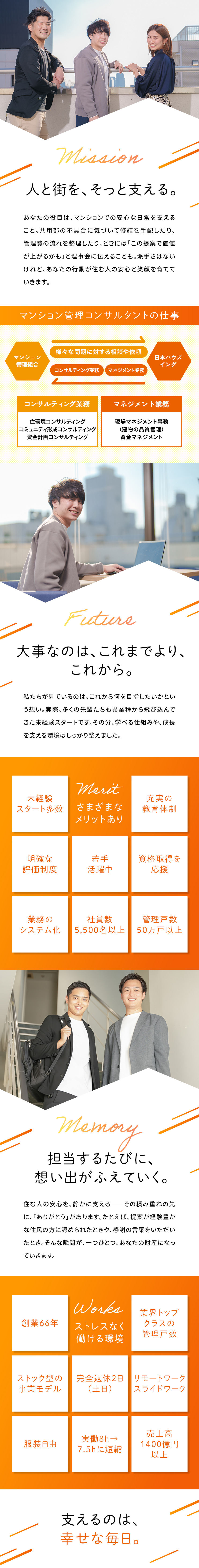 【安定基盤】1958年創業！管理戸数はトップクラス／【ミッション】住む人の安心と安全な暮らしを守る／【働きやすさ抜群】リモートワーク・服装自由など／日本ハウズイング株式会社