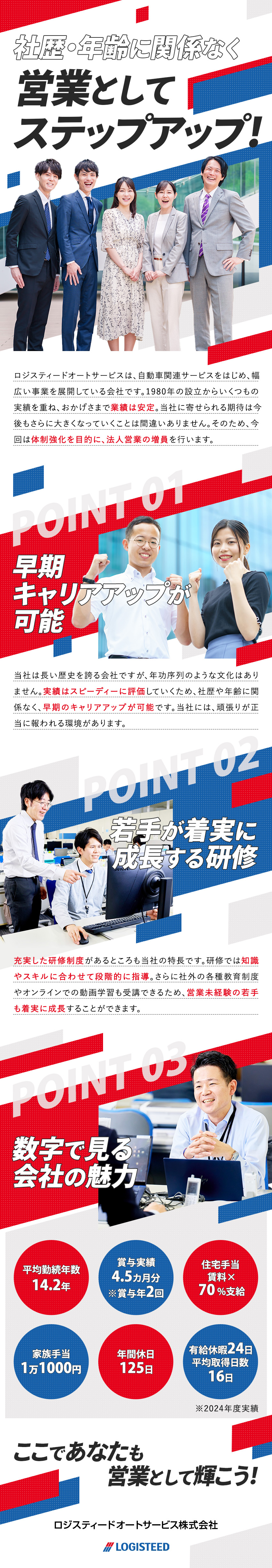 【創業45年】将来性×安定性を兼ね備えた企業！／【教育体制】若手育成に注力！早期キャリアアップも◎／【職場環境】平均勤続年数14.2年！／ロジスティードオートサービス株式会社
