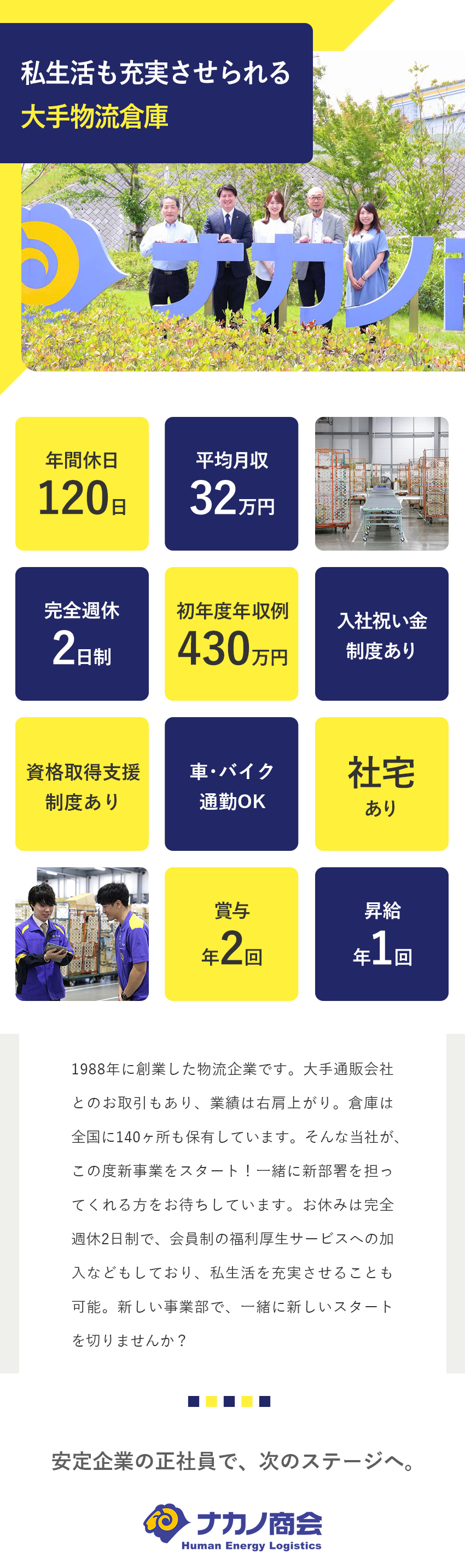 【安定】直近14年連続で売上UP中の企業でお仕事！／【急募】新事業立ち上げに伴うオープニング募集！／【安心】年間休日120日、入社祝い金など待遇充実！／株式会社ナカノ商会