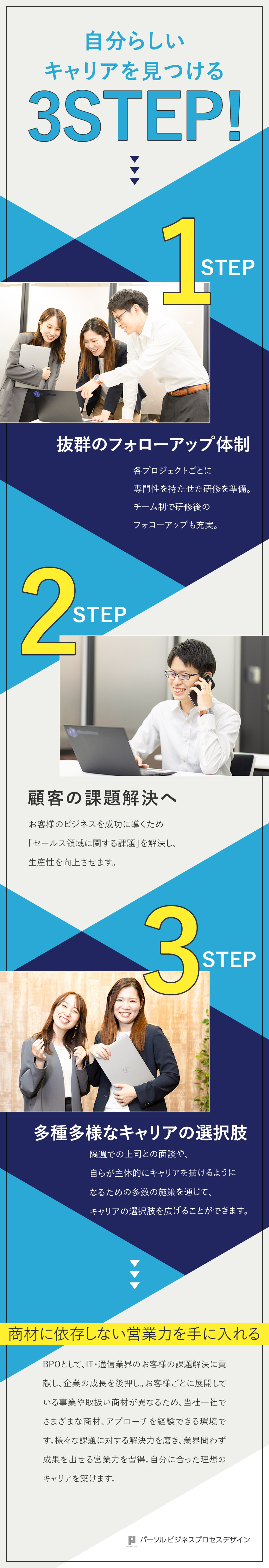 ◆安定性◎人材大手パーソルGにおけるBPO中核企業／◆手厚い研修あり！IT営業×コンサルの新しい働き方／◆土日祝休み／在宅9割／年2回の賞与・昇給・昇格／パーソルビジネスプロセスデザイン株式会社