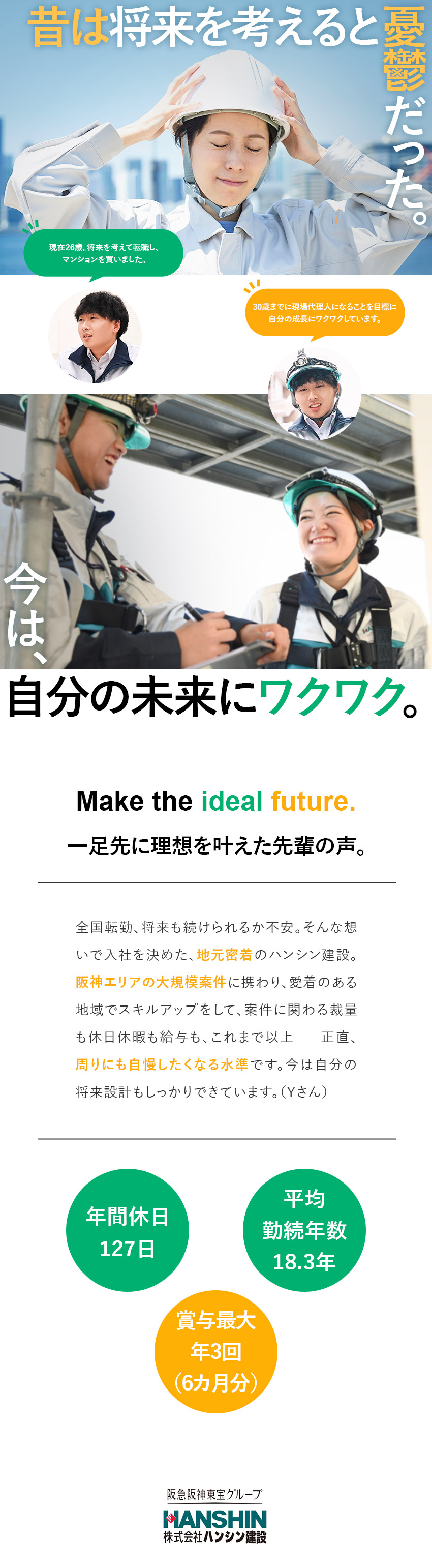 創立83年の実績／阪急阪神東宝グループの安定性◎／資格取得支援でスキルアップ／合格一時金最大30万円／大規模案件も多数！1人1現場制で掛け持ち案件なし／株式会社ハンシン建設(阪急阪神東宝グループ)