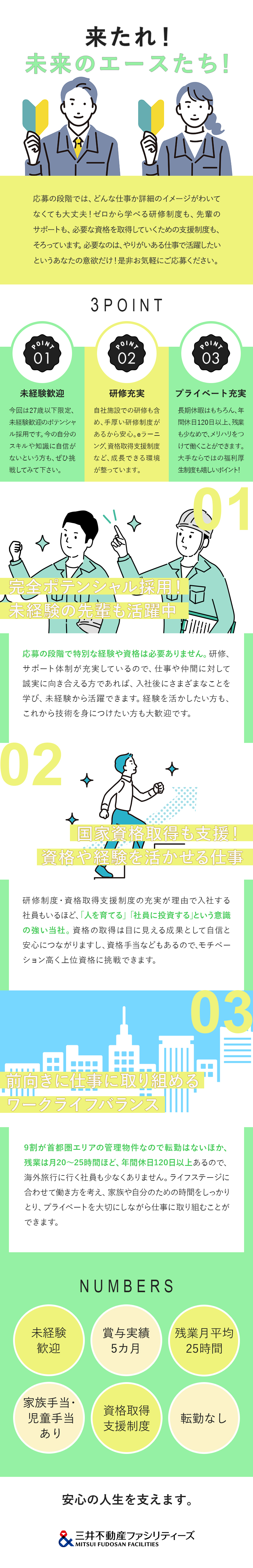 三井不動産グループが運営する多彩な大型施設を管理／明確な評価制度で、着実なキャリアアップ＆給与アップ／27歳以下限定募集！10～20名の余裕ある人員配置／三井不動産ファシリティーズ株式会社(三井不動産グループ)
