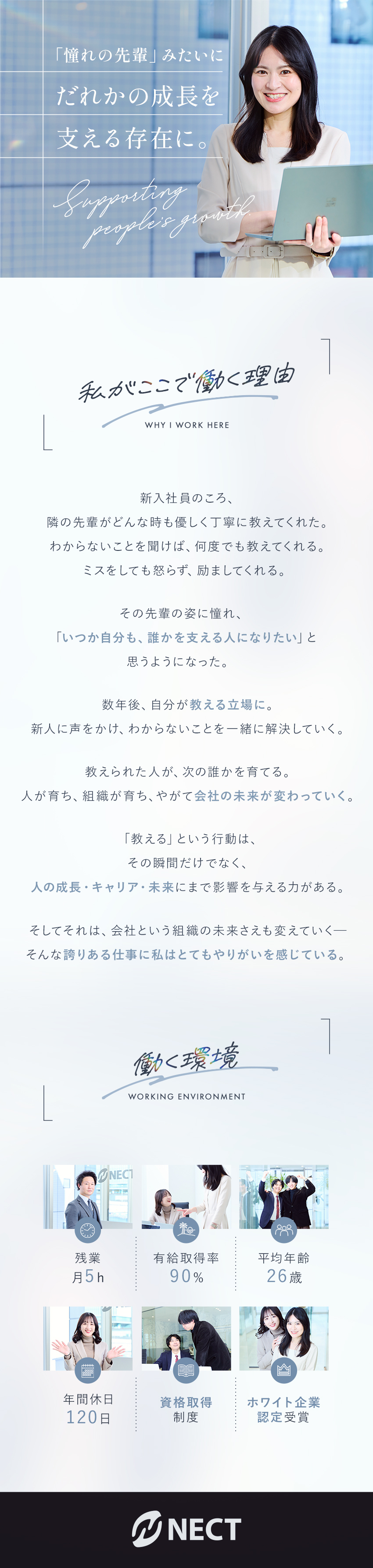 初年度から年収420万円も可◎インセンティブ制度有／抜群の働きやすさ◎年休120日/残業月10時間以内／引越し支援やネクストキャリア支援などの独自制度あり／株式会社ＮＥＣＴ