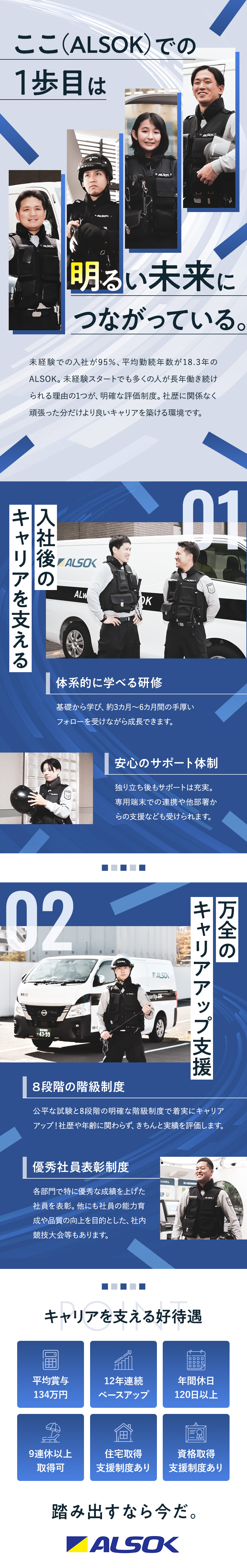 【未経験◎】約95％が未経験入社！サポート充実／【安定感】東証プライム上場！基本給12年連続UP！／【待遇】賞与実績平均134万円／年間休日120日／綜合警備保障株式会社（ＡＬＳＯＫ）【プライム市場】