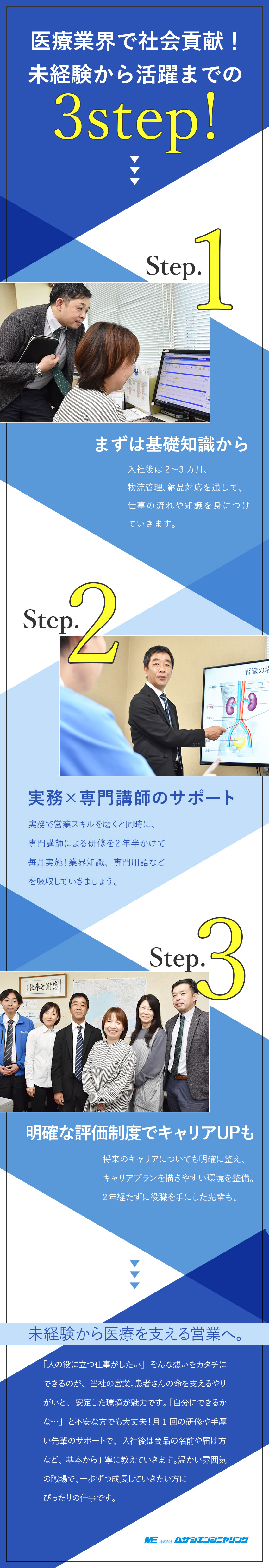 【安定◎】創業50年以上・医療を支え続ける企業／【環境◎】丁寧な教育体制・人の温かさが魅力／【待遇◎】年休121日・土日祝休・フレックス有／株式会社ムサシエンジニヤリング