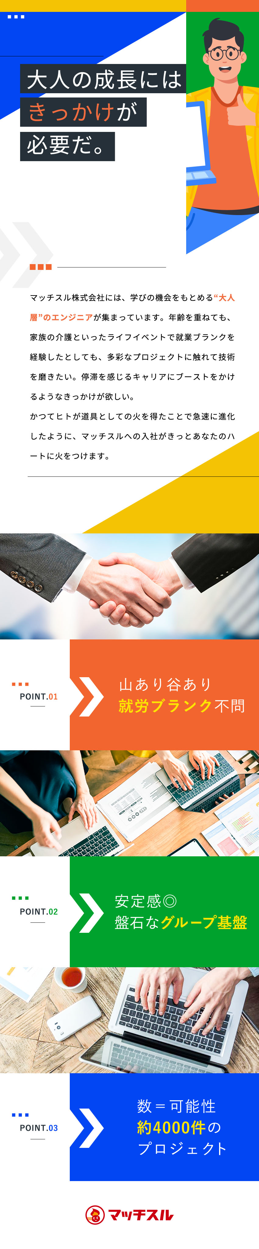 大人には大人の環境◎経験者から選ばれています／ブランク不問◎経験したものに近い案件にアサインも可／還元率は平均75％◎9割の人が前職から収入アップ／マッチスル株式会社
