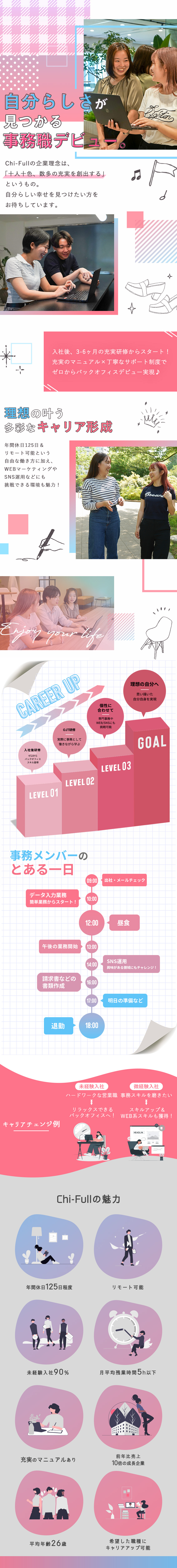 未経験歓迎│ゼロからバックオフィスキャリアに挑戦★／働きやすさ│年休125日＆原則定時退社＆リモート◎／充実の研修│丁寧なマニュアル＆WEB・SNS知識も／株式会社Ｃｈｉ‐Ｆｕｌｌ
