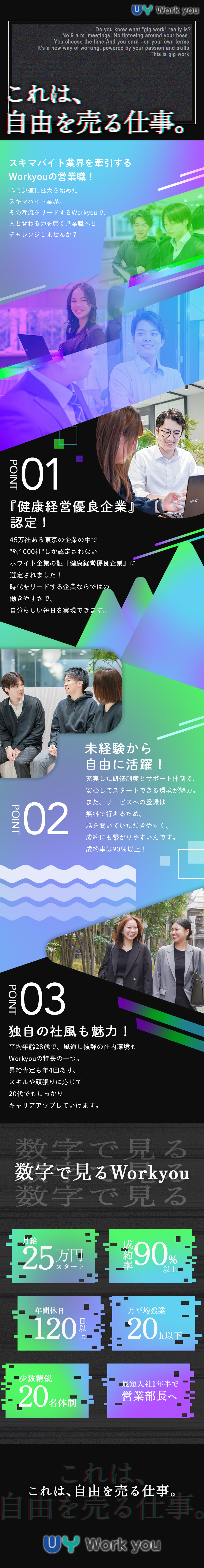 ★未経験歓迎★学歴経歴不問！月25万円+賞与年2回／★成約率90％超★登録無料の商材だから売りやすい！／★全国で0.2%の健康経営優良企業に選定されました／Ｗｏｒｋｙｏｕ株式会社