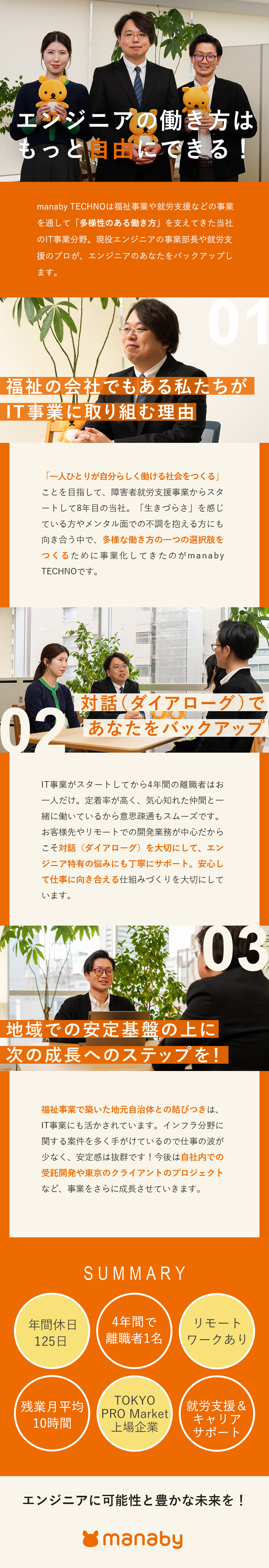 想いをお聞かせください◆9割が希望通りにアサイン／サポート充実◆配属後も定期的な面談で状況を確認／働きやすさ◆年休125日／土日祝休／リモート案件も／株式会社ｍａｎａｂｙ（TOKYO PRO Market上場企業）