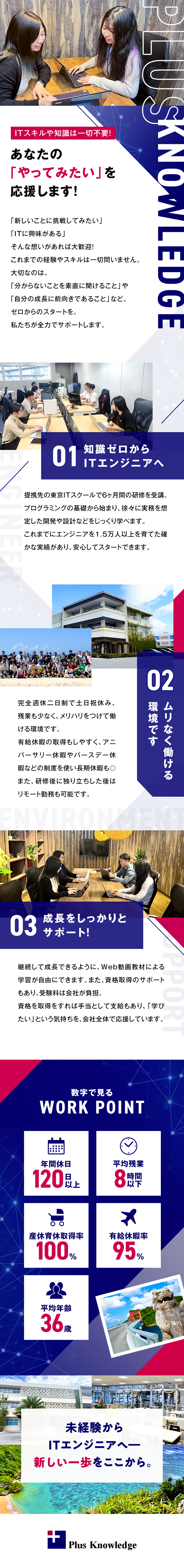 【育成枠】6ヶ月の研修&OJTで成長をサポート／【一生モノのスキル】資格取得支援・動画学習あり／【働きやすさ】有給休暇率95％／将来は在宅勤務あり／株式会社プラスナレッジ