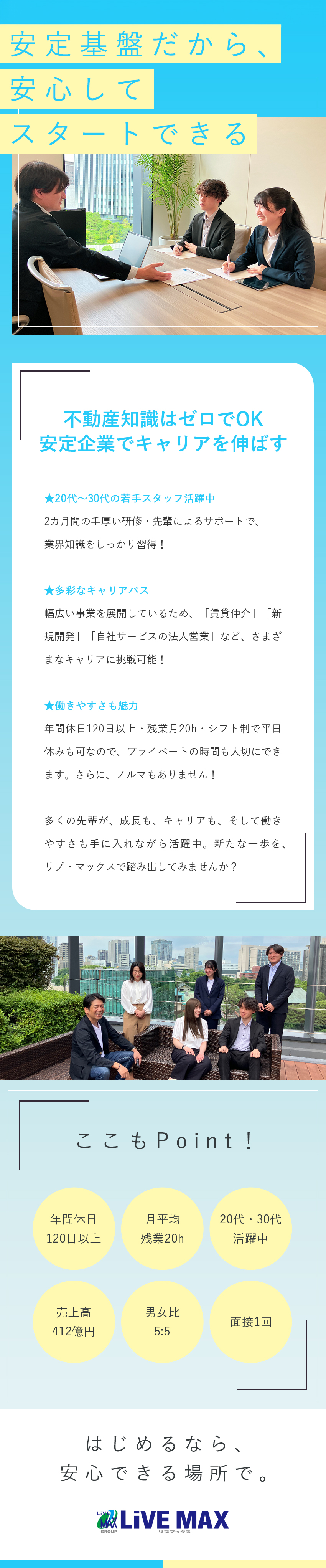 未経験歓迎◎2カ月の研修＋手厚い個別サポート／安定性抜群◎業績成長中＋グループ売上高694億円／キャリアパス◎不動産関連のさまざまな職種へ／株式会社リブ・マックス(リブマックスグループ)