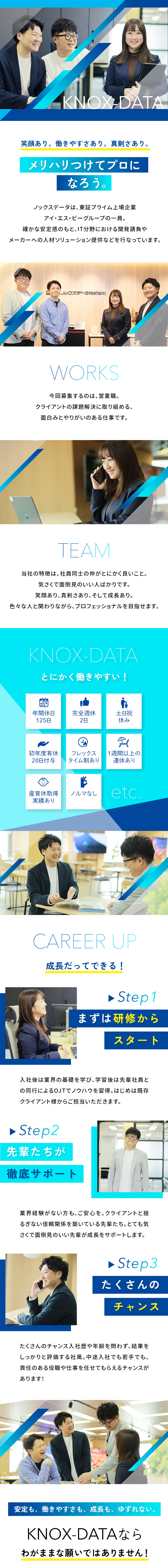 【安定性】東証プライム市場上場グループの経営基盤！／【面白さ】クライアントの課題を解決し信頼を築く！／【働き方】売上ノルマなし！既存クライアントが中心！／ノックスデータ株式会社（アイ・エス・ビーグループ）