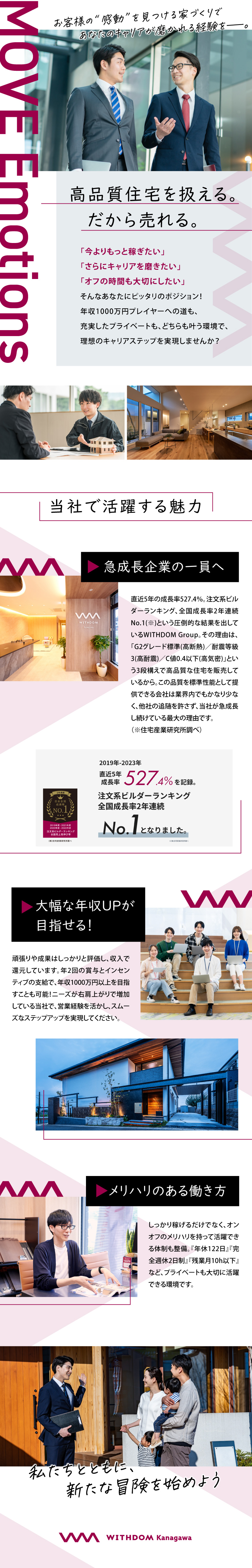 【成長率527％】株式上場に向けて黒字経営で成長中／【業種未経験OK】反響営業でテレアポ・飛び込みなし／【働きやすさ◎】年休122日│残業月平均10h以下／WITHDOM kanagawa株式会社