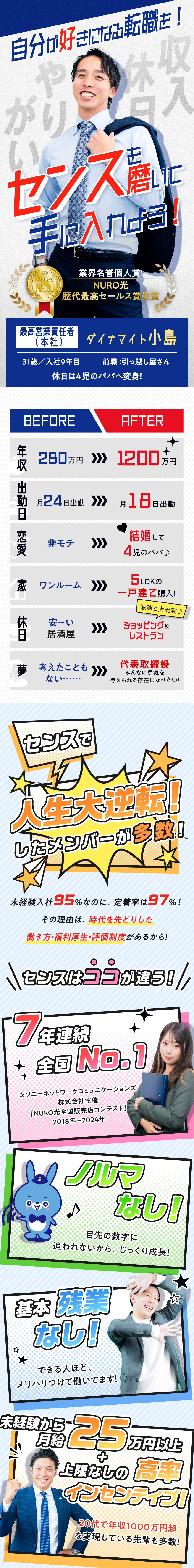 時代を先どりした福利厚生／週休3日や月末5連休も可／95％未経験でも業界No.1／条件に合う方全員面接／1人ひとりに合わせた充実の研修で、定着率97％☆／センスグループホールディングス株式会社
