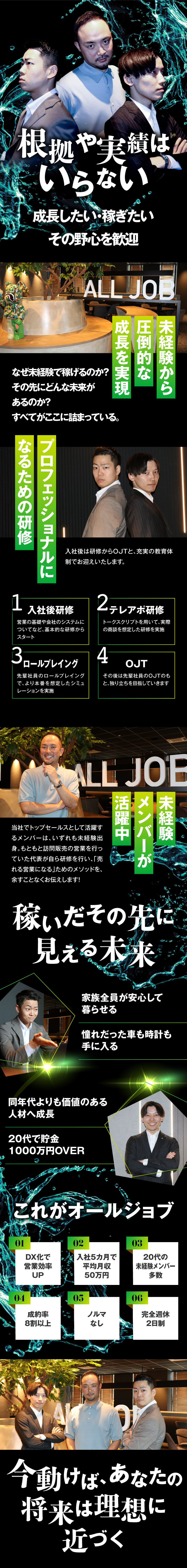 【未経験歓迎】研修＆DX化で未経験でも安心／【収入UP】月収100万円＆年収1000万以上も可／【プライベート】残業10h以内・土日祝休み／オールジョブ株式会社