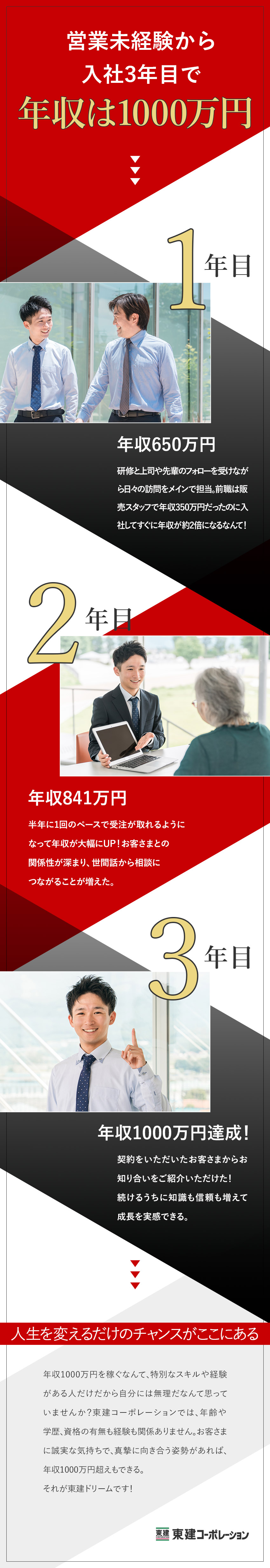【高収入】固定給＋成果給／年収1000万円も現実的／【家族時間も充実】年休121日／残業月15時間以下／【将来設計】ローン繰上返済や海外旅行なども可能に！／東建コーポレーション株式会社【プライム市場】
