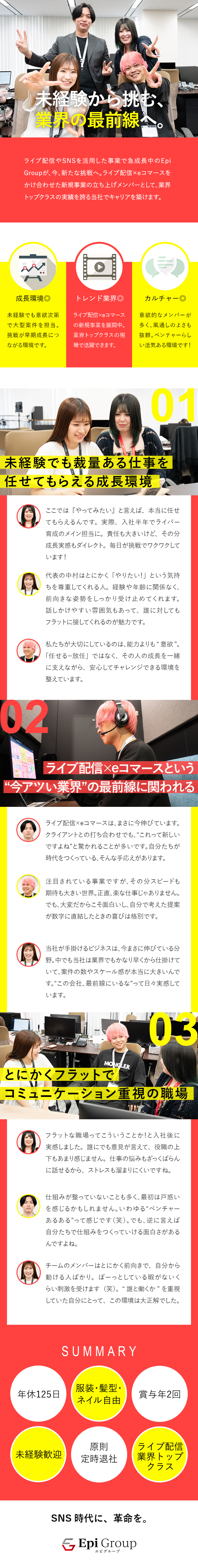 未経験歓迎◆注目業界で新規事業を立ち上げから担当！／裁量大◆意欲があれば早期に抜擢される実力主義の職場／働きやすさ◆年休125日／残業月10h／賞与年2回／株式会社Ｅｐｉ　Ｇｒｏｕｐ