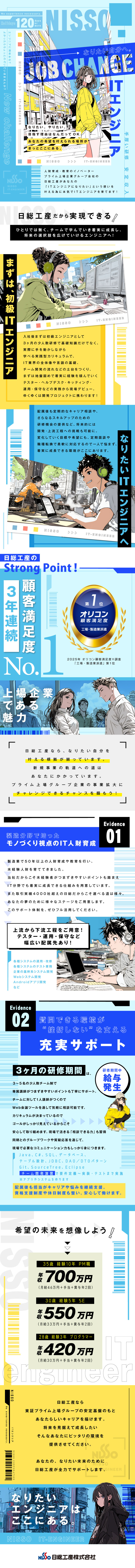一人じゃない3ヶ月研修。未経験でも実践力が身につく／配属後もサポート継続。経験を重ね上流・開発も可能に／未経験9割。質問しやすい研修で20代が続々デビュー／日総工産株式会社