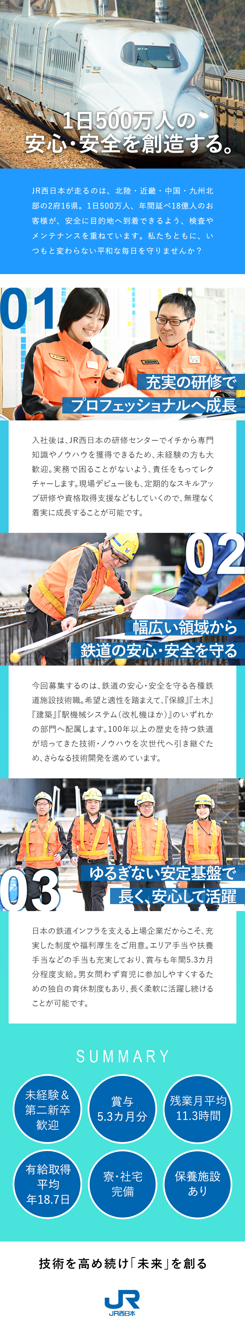 【やりがい◎】西日本鉄道インフラの安心・安全に貢献／【成長◎】充実の研修で着実にプロフェッショナルへ／【安定基盤】東証プライム上場／充実の手当・福利厚生／西日本旅客鉄道株式会社（JR西日本）【プライム市場】