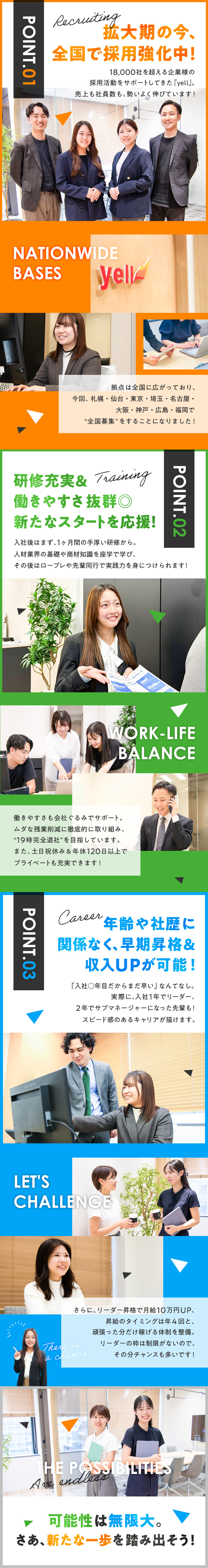 経験・知識不問◎90％以上の先輩が未経験スタート／明確な評価体制◎早期キャリア＆収入UPが可能／働きやすさ◎残業少なめ＆土日祝休み＆選べる勤務地／株式会社ｙｅｌｌ