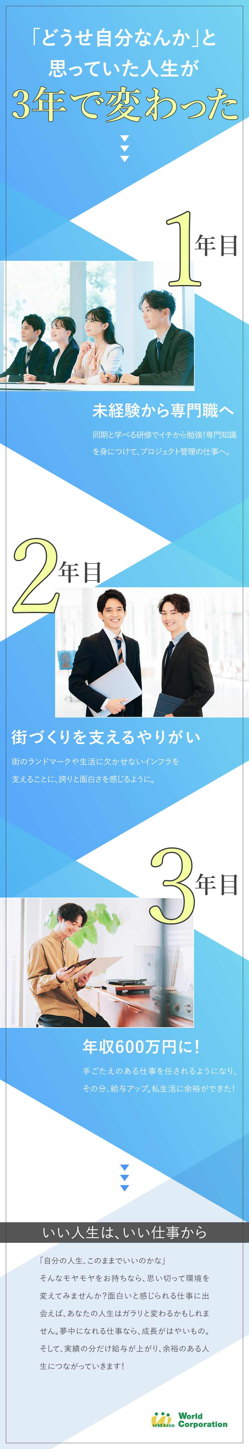 【研修充実】同期と一緒にイチから学べる！／【安定性◎】上場企業グループだから将来も安心！／【気軽に応募OK】面接1回・志望動機不要！／株式会社ワールドコーポレーション(Nareru Group)