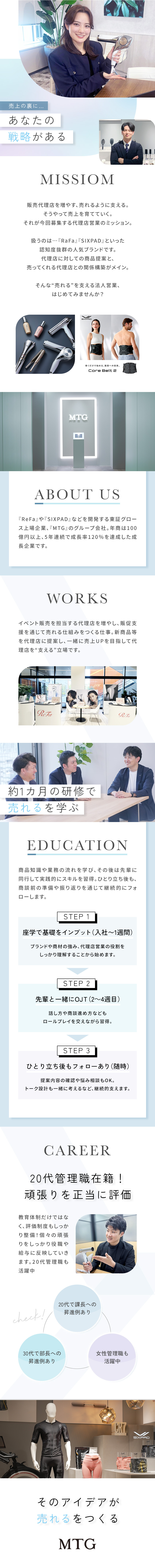★東証上場グループ・年商190億超の急成長企業／★『ReFa』『SIXPAD』等の市場拡大を担う！／★20代課長・30代課長・女性管理職も活躍中／株式会社ＭＴＧプロフェッショナル(株式会社MTGグループ)