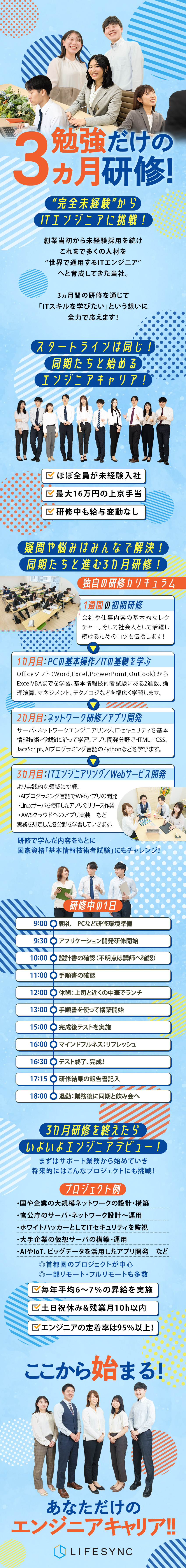 希少価値が高い3カ月研修を実施！未経験入社が9割！／研修中も給与を満額支給！国家資格の取得もサポート／最大16万円の上京手当など手当・福利厚生も充実♪／株式会社ＬＩＦＥＳＹＮＣ（ライフシンク）