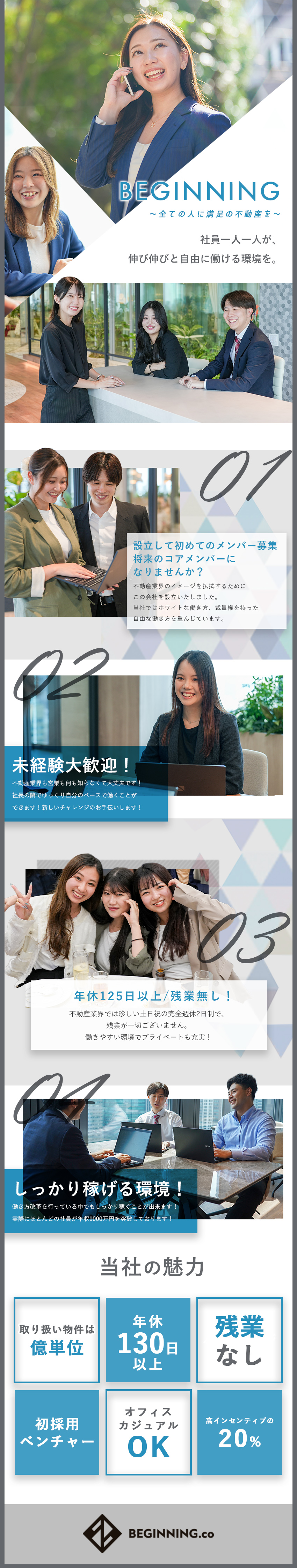 【少人数企業】コアメンバーとして会社と共に成長！／【異例の好待遇】年休125日以上＆完全定時退社！／【とにかく稼げる】高額インセンで年収1000万可能／株式会社ＢＥＧＩＮＮＩＮＧ