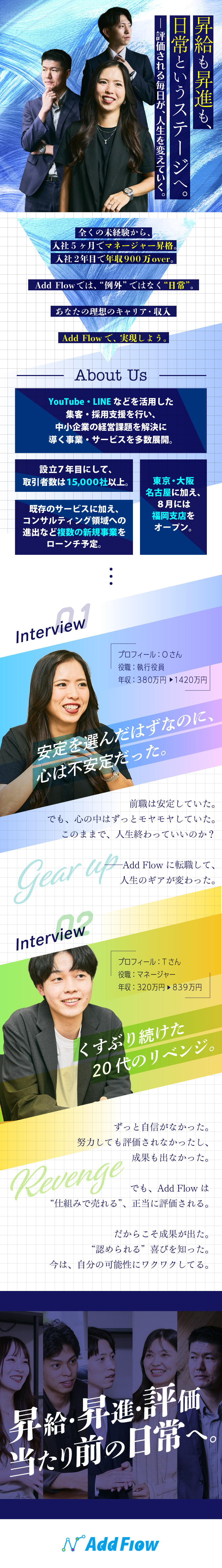 ＊毎月が昇給＆昇格チャンス／＊入社1年目：平均月収52万円／＊インセンティブは毎月支給／平均月18.2万円／株式会社Ａｄｄ　Ｆｌｏｗ