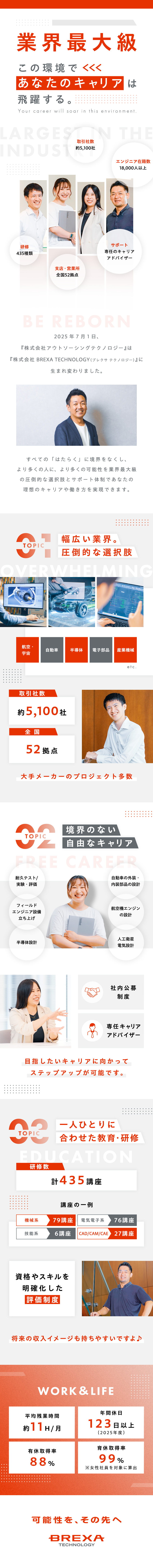 【教育研修◎】希望のキャリアに向かって、技術を磨く／【豊富な案件◎】大手×多彩な案件で、広がるキャリア／【環境◎】年休123日／残業月平均11h／手当充実／株式会社BREXA Technology(株式会社BREXA Holdingsのグループ会社)