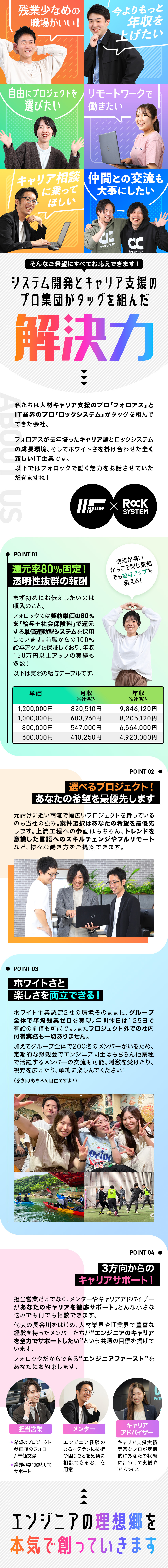 ITとキャリア支援のプロが手を組んだ新型SES企業／本人希望と理想のキャリア実現を踏まえた案件選択！／入社後年収ドーンとUP/残業平均ゼロ/年休125日／株式会社フォロック