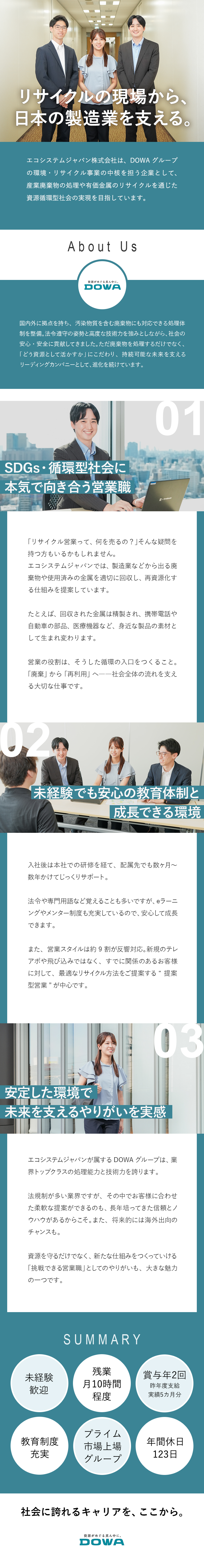 営業経験を活かして環境ビジネスにチャレンジ！／プライム市場上場グループ☆腰を据えて働ける／将来性&安定性大◎今後も必要とされ続ける仕事／エコシステムジャパン株式会社(DOWAグループ)
