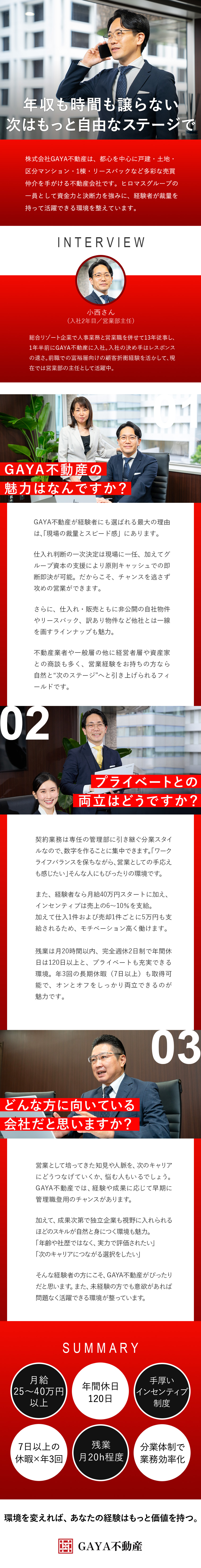 【安定基盤】ヒロマスグループで大きな仕事に挑戦！／【環境】年休120日／残業少なめ／長期休暇×3回／【高待遇】月給40万円～＋高インセンで収入UP！／株式会社ＧＡＹＡ不動産(ヒロマスグループ)