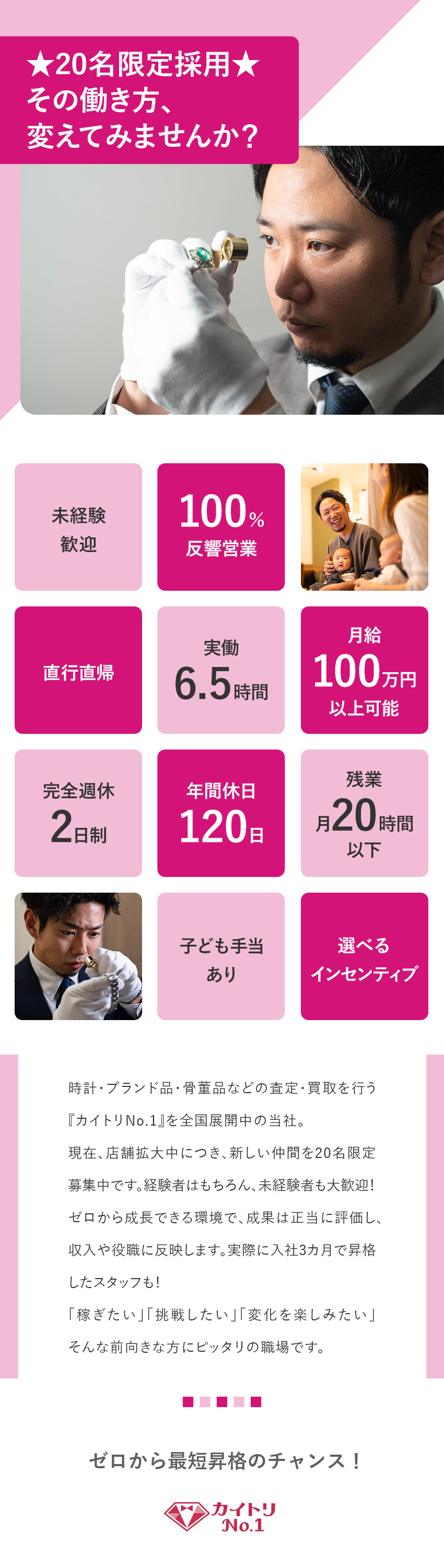 20名限定採用★未経験者大歓迎／経験者優遇特典あり／選べるインセン★毎月インセンで月給100万円超可能／子育て世代必見★年間休日120日／実働6.5時間／株式会社Ｆｕｎ　Ｇｕｙｓ