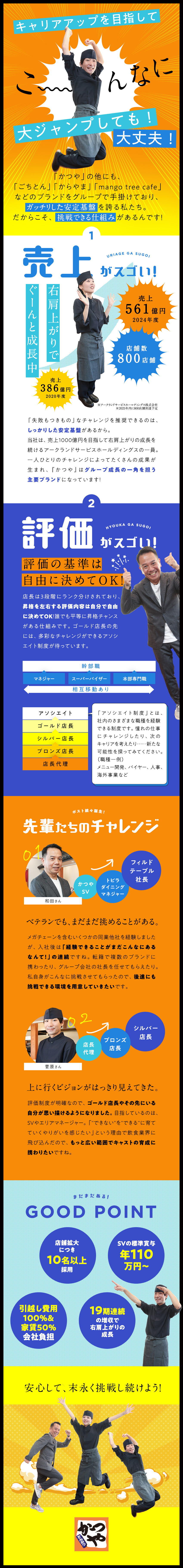 未経験OK◎最短2カ月で店長に／店長賞与75万円超／業績拡大中◎国内外に800店舗展開！ポスト豊富／生活もサポート◎引越し費用100％&家賃50％負担／株式会社かつや(アークランドサービスホールディングスグループ)