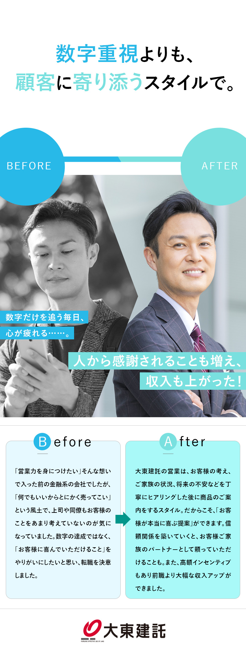 【業界未経験OK】入社後の教育制度充実！／【高収入】高額インセンティブ／平均年収879万円／【営業スタイル】お客様の悩みに寄り添い、解決する／大東建託株式会社【プライム市場】