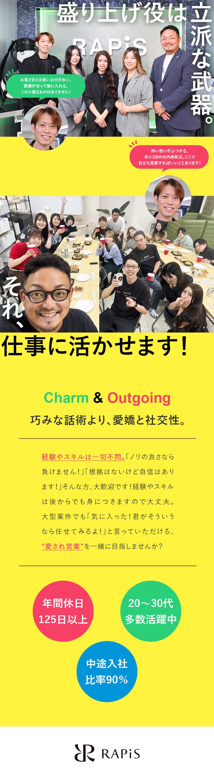 ◎未経験歓迎／スキル・経験よりも人柄・意欲を重視！／◎やりがい／自分が手がけた商品がバズって話題に！？／◎チームワーク／協力して売上をつくる組織体制／株式会社ＲＡＰｉＳ