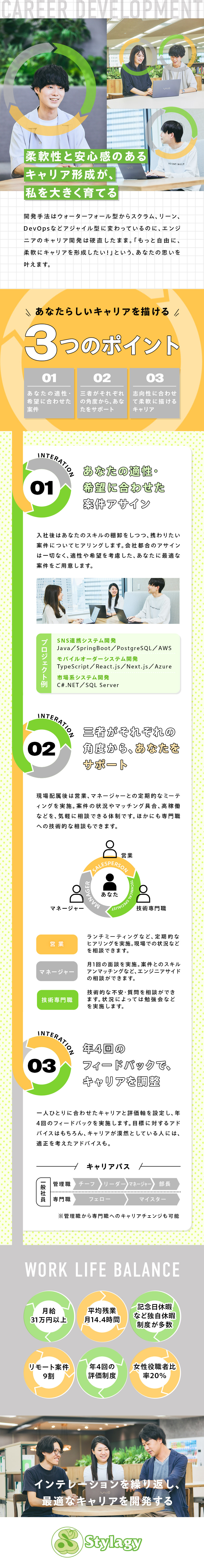 あなたの適性と希望を考慮した案件をアサイン！／営業・管理職・専門職がキャリア・スキルアップを支援／月給31万～／平均残業14.4H／リモート案件9割／株式会社スタイラジー