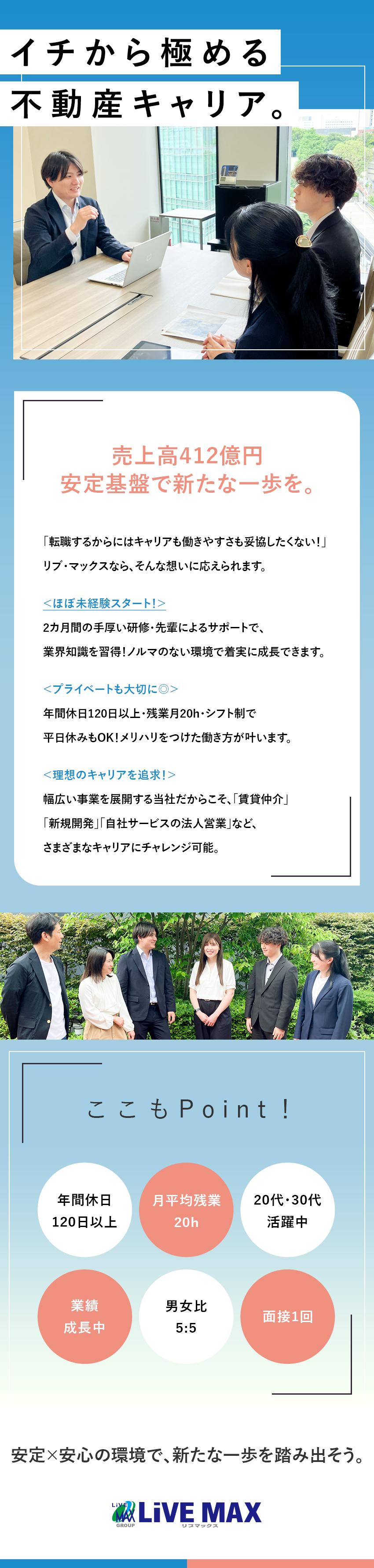 未経験歓迎◎2カ月の研修＋手厚い個別サポート／安定性抜群◎業績成長中＋グループ売上高694億円／キャリアパス◎不動産関連のさまざまな職種へ／株式会社リブ・マックス(リブマックスグループ)