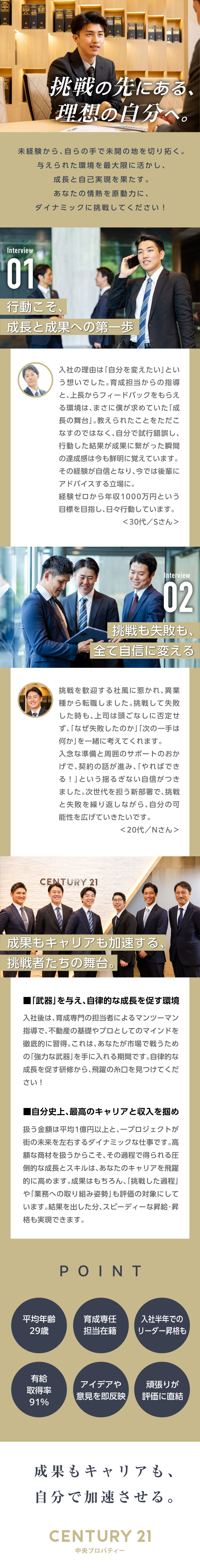 【未経験大歓迎】ゼロから育てる充実の研修体制を整備／【キャリアアップ】成果次第で早期昇格も実現できる／【今年始動の新規部署】平均29歳◎相談しやすい環境／株式会社中央プロパティー